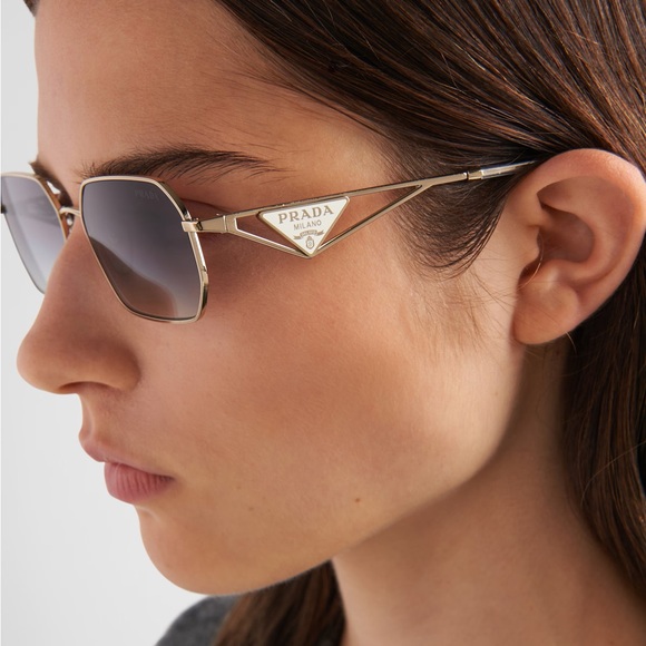 NEW PRADA POLIAMID BIO PRA51S ZVN30C SUNGLASSES PR A51S ZVN30C GOLD SPR A51 GREY - Picture 2 of 7